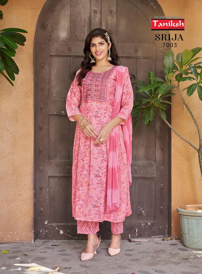 Srija Vol 7 By Taniksh Rayon Printed Kurti With Bottom Dupatta Wholesale Shop In Surat
